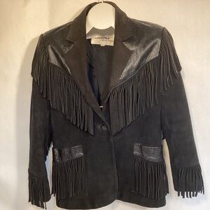 Wilsons Leather Black Fringe Jacket